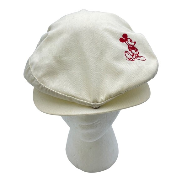 Disney Mickey Mouse White Beret Cap Vintage Made In The USA Large/XL - Picture 1 of 4
